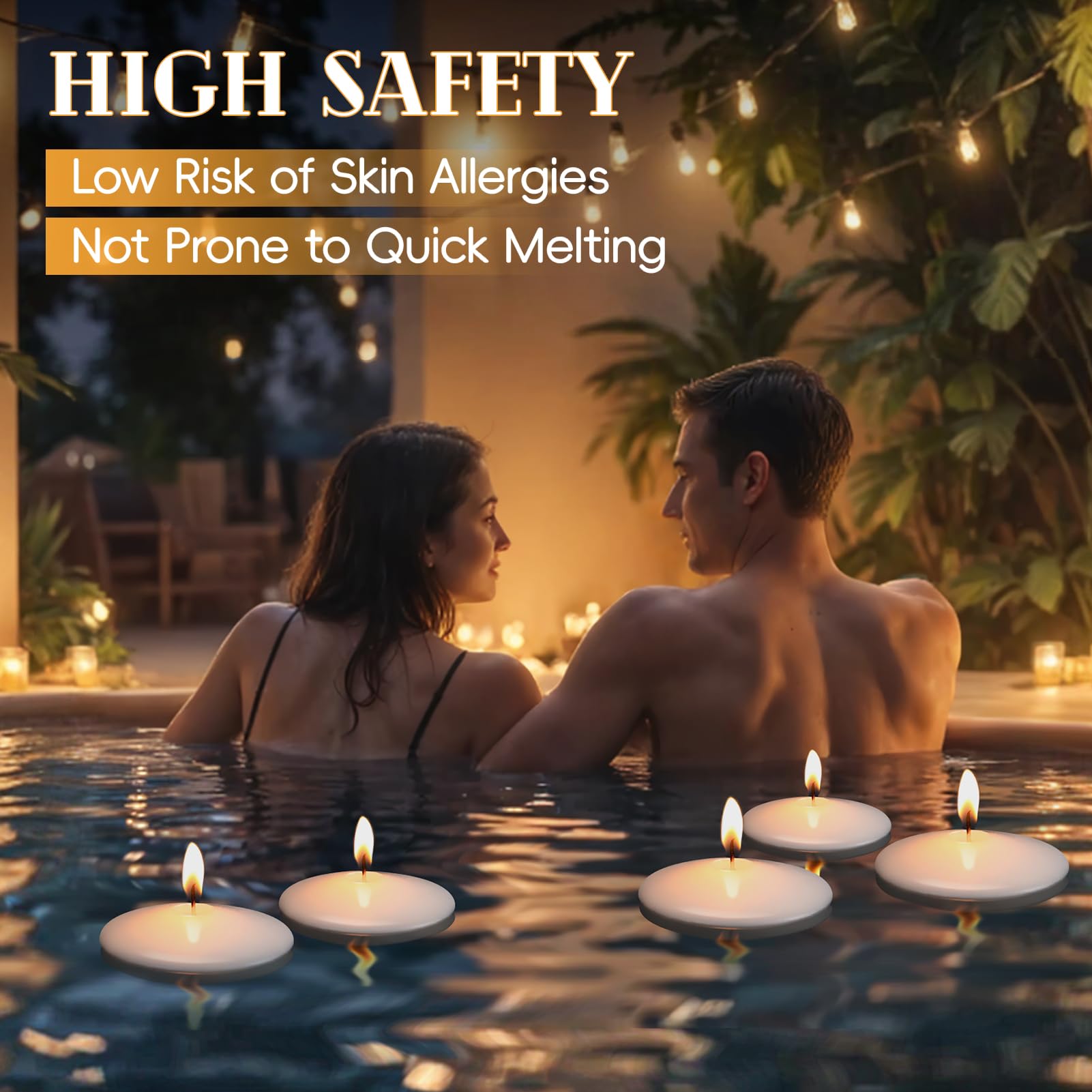 Velas flotantes blancas de 3 pulgadas, paquete de 60 velas flotantes sin perfume para centros de mesa, 8-9 horas, velas flotantes activadas por agua a granel para jarrones cilíndricos, día de