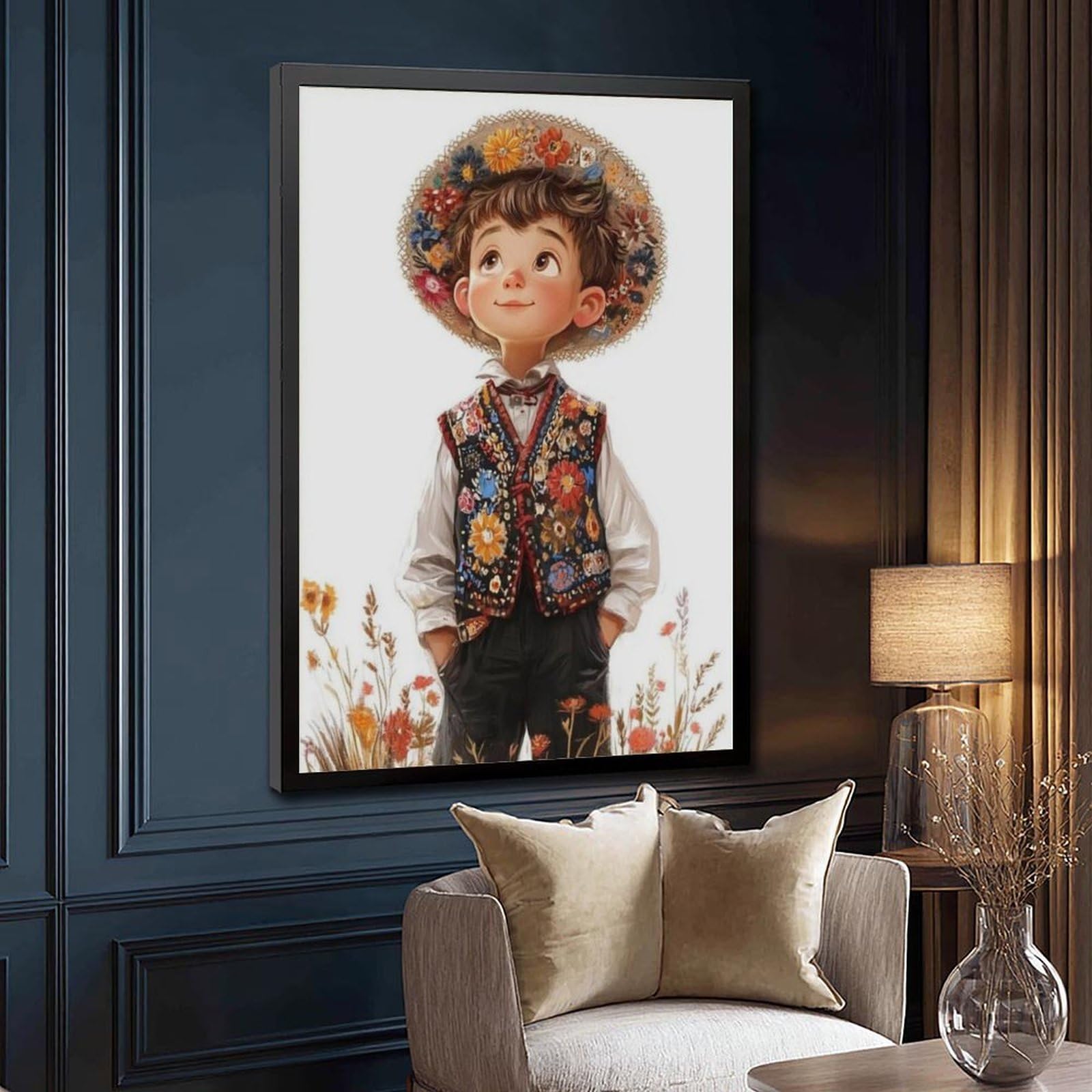 1 poster su tela, motivo: ragazzo polacco in costume tradizionale folk, decorazione artistica da parete per soggiorno e camera da letto, 50,8 x 76,2 cm (lunghezza x larghezza)