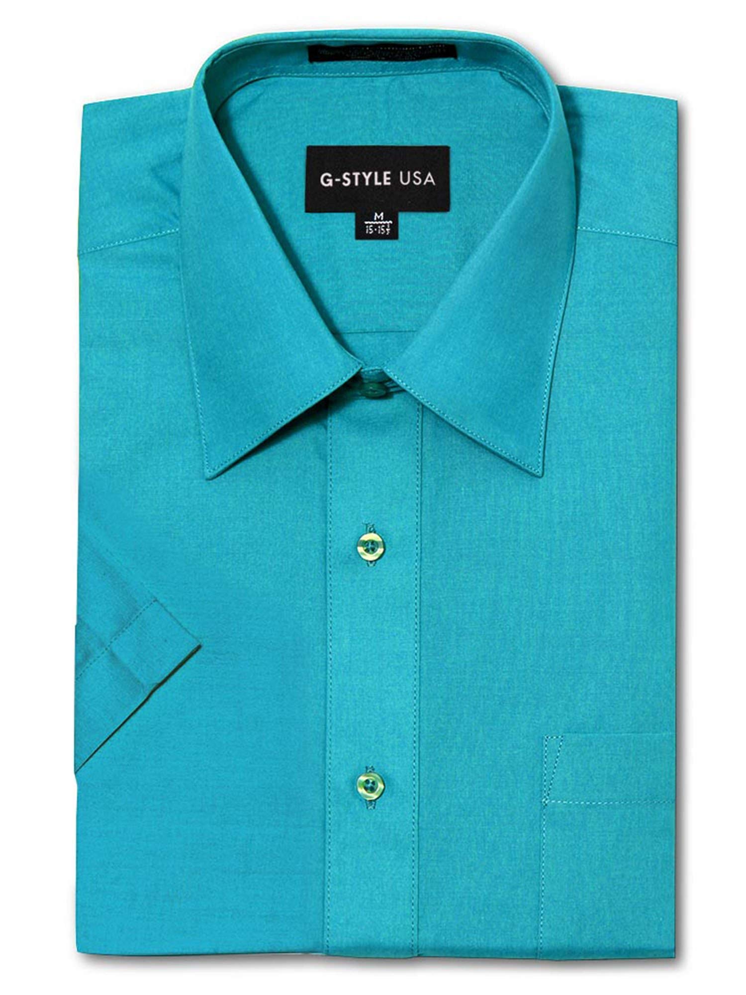 G-Style USA Men's Regular Fit Short Sleeve Solid Color Dress Shirts