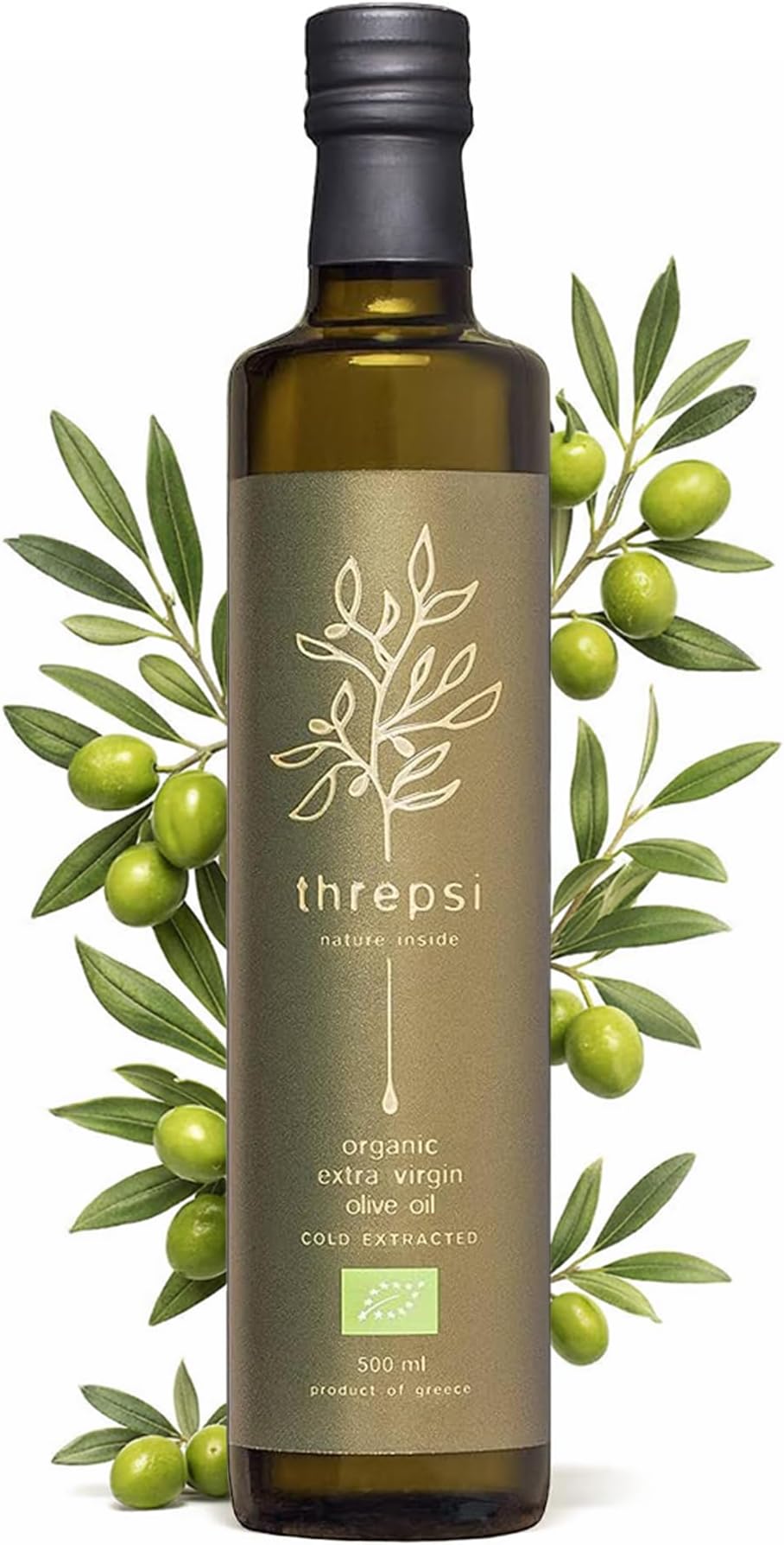 Threpsi Organic Extra Virgin Olive Oil | Extracted Cold | 100% Koroneiki Olives | Grown by Small Family Farmers near Kalamata
