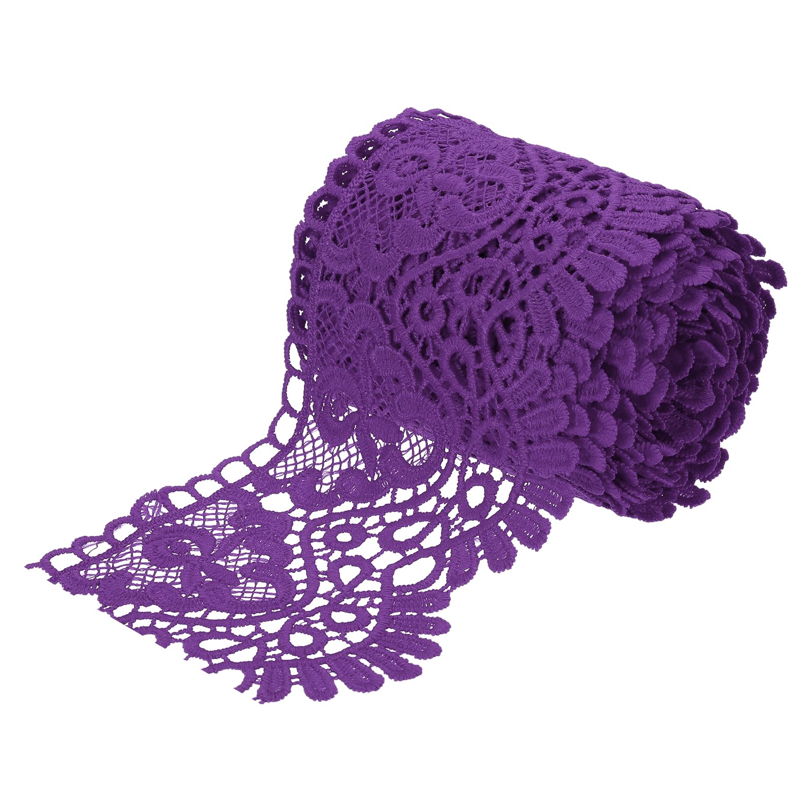 sourcing map 4 Inch Wide 5 Yard Lace Ribbon Floral Pattern Dark Purple Lace Trim Ribbon for Sewing Making DIY Crafts Gift Wrapping Wedding Decor