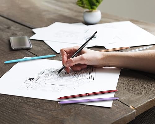 Miniatura 4 de Juego de 5 bolígrafos, tinta negra, delgada, ligera, suave, para negocios, oficina, profesores, estudiantes, invitados de boda (plateado)