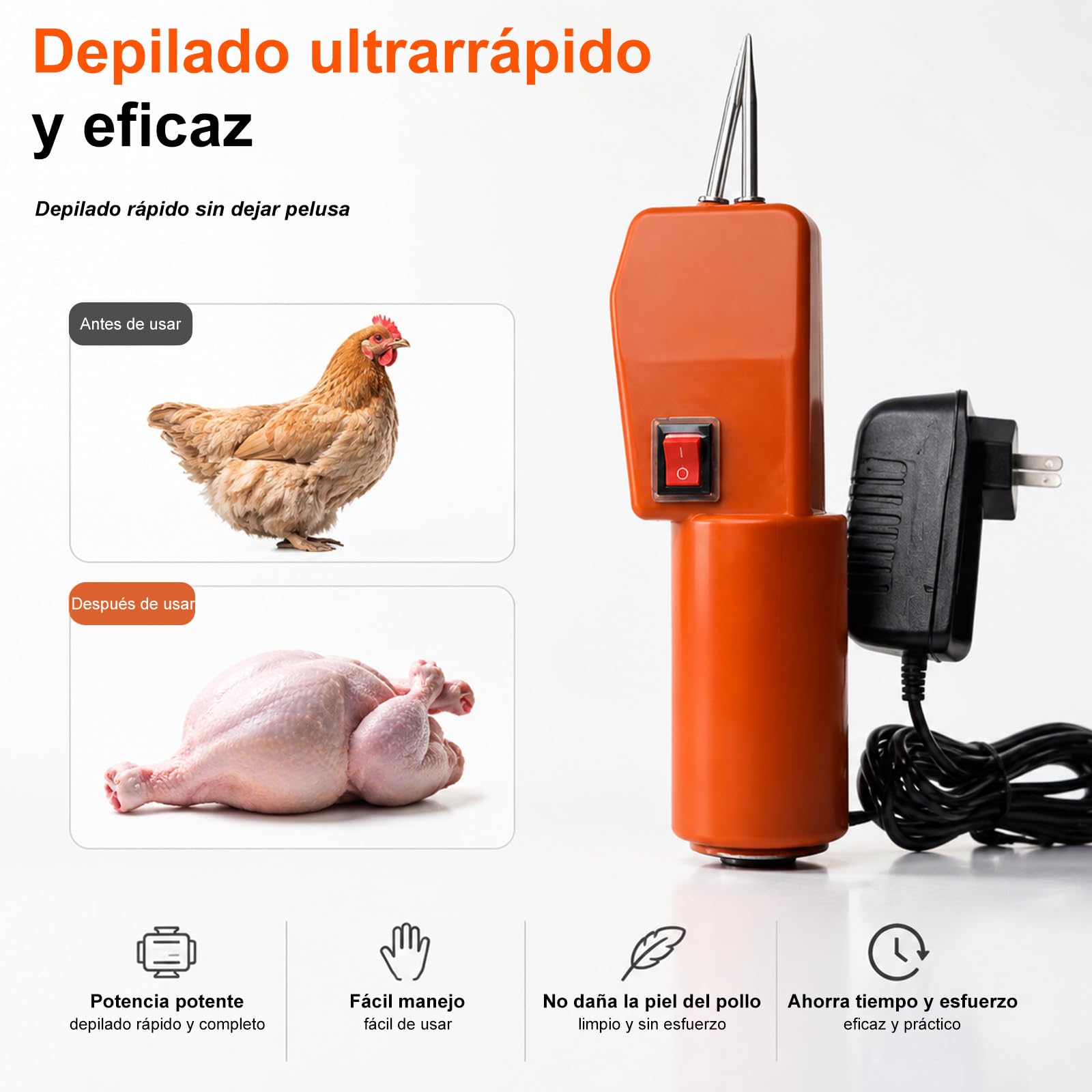 Máquina Desplumadora De Aves Desplumador Eléctrico Pollos, Pollo, desplumadora para aves de corral, Eléctrica Herramientas, For Desplumar Patos Y Gansos[Modelo enchufable verde de alta potencia]
