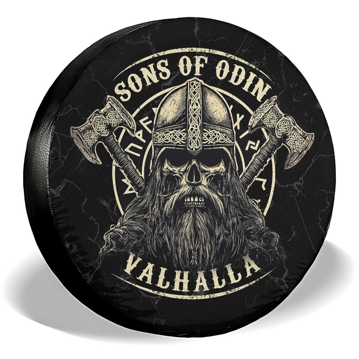 GENANY Viking Warrior Shield Spare Tire Cover for RV Trailer, Waterproof, No Camera Hole, Size 15 Fits 27-29 Inch