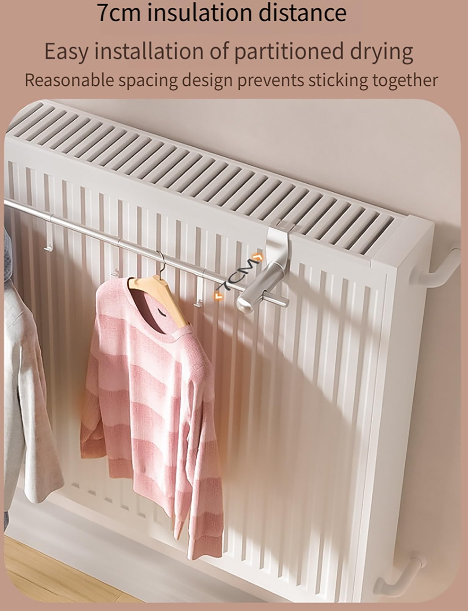 Mensola per radiatore in acciaio e portasciugamani da 81,3 cm, salvaspazio, per camera da letto, bagno, cucina, corridoio, senza bisogno di fori, design a doppia barra