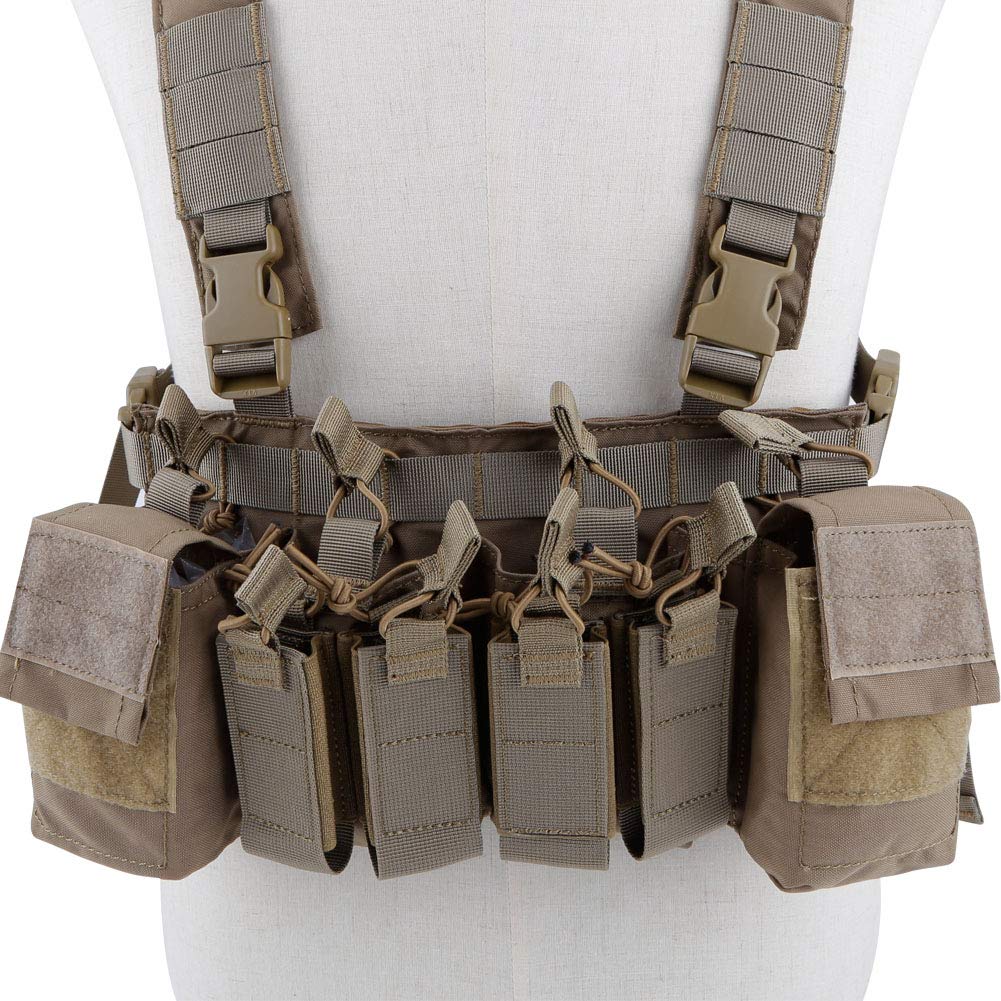 Harnais réglable en X pour Gilet de Torse avec 5,56 Pochettes de Fusil de 9 mm pour Airsoft Shooting Wargame Paintball