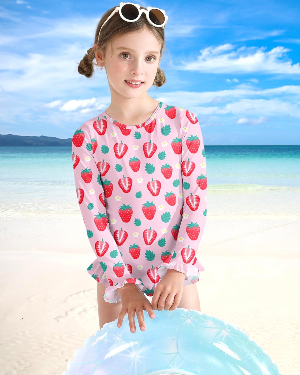 Toddler Girls Long Sleeve Swimsuit One Piece Ruffle Zipper Rash Guard Bathing Suit UPF 50+ Kid Swimwear 1-6 Years - Image 2