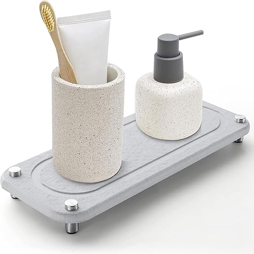 Miniatura 1 de Organizador de fregadero limpio de secado rápido, soporte dispensador de jabón de esponja para cocina y baño, organizador de fregadero de secado