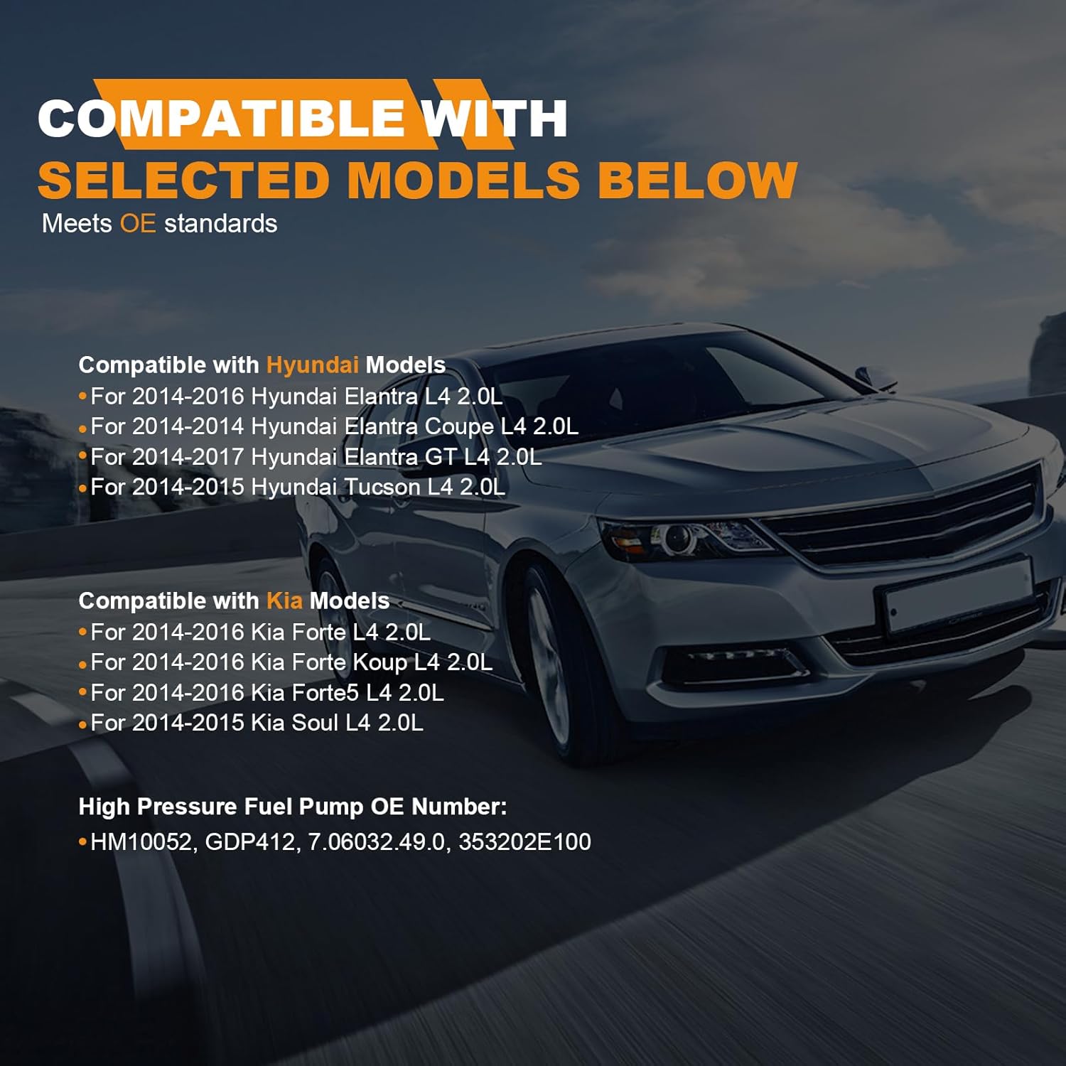 OTO-K High Pressure Fuel Pump Compatible with Hyundai Tucson 2014-2015, Elantra 2014-2016, Elantra Coupe 2014, Elantra GT 2014-2017 & Kia Soul 2014-2015, Forte, Forte Koup, Forte5 2014-2016, 2.0L L4