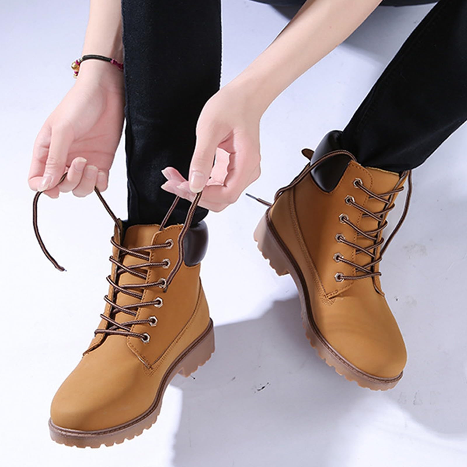 Generisch Botines ortopédicos para mujer, botines de invierno cómodos, antideslizantes, con cordones, ligeros, cortos, antideslizantes, botas anchas, botas cortas de invierno, cálidas