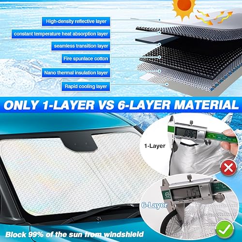 Miniatura 3 de Canvcle Compatible con parasol para parabrisas Hyundai Tucson 2016-2021 visera solar gruesa de 4 capas rayos UV y protección solar contra el calor