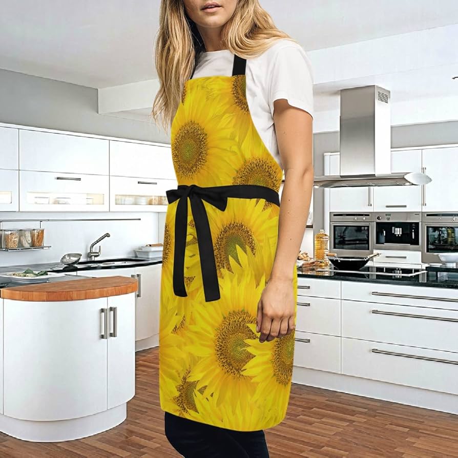 Amazon｜MASAI エプロン おしゃれ かわいい ひまわり柄 調整可能