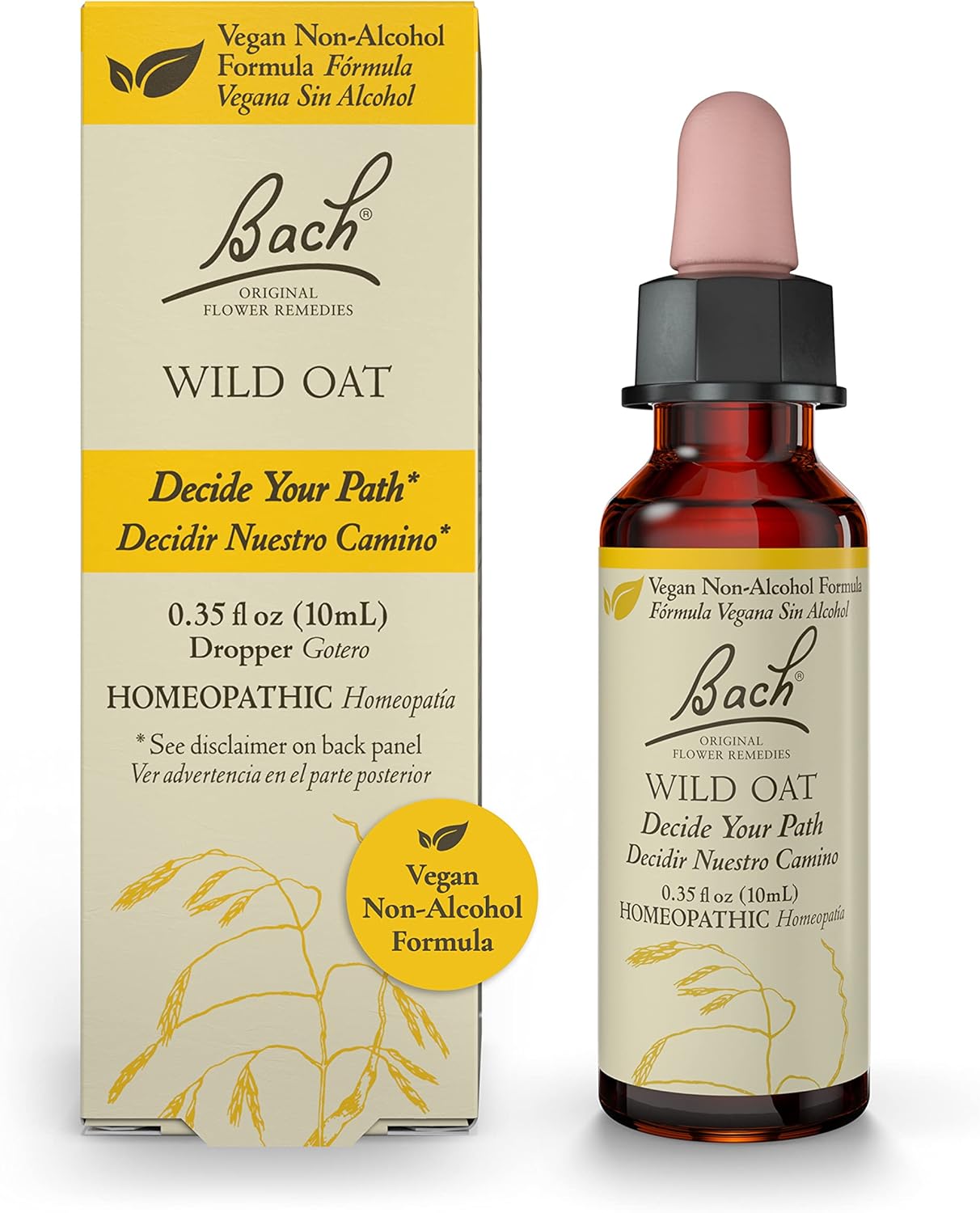 Bach Original Flower Remedies, Wild Oat for Deciding Life’s Path (Non-Alcohol Formula), Natural Homeopathic Flower Essence, Holistic Wellness and Stress Relief, Vegan, 10mL Dropper