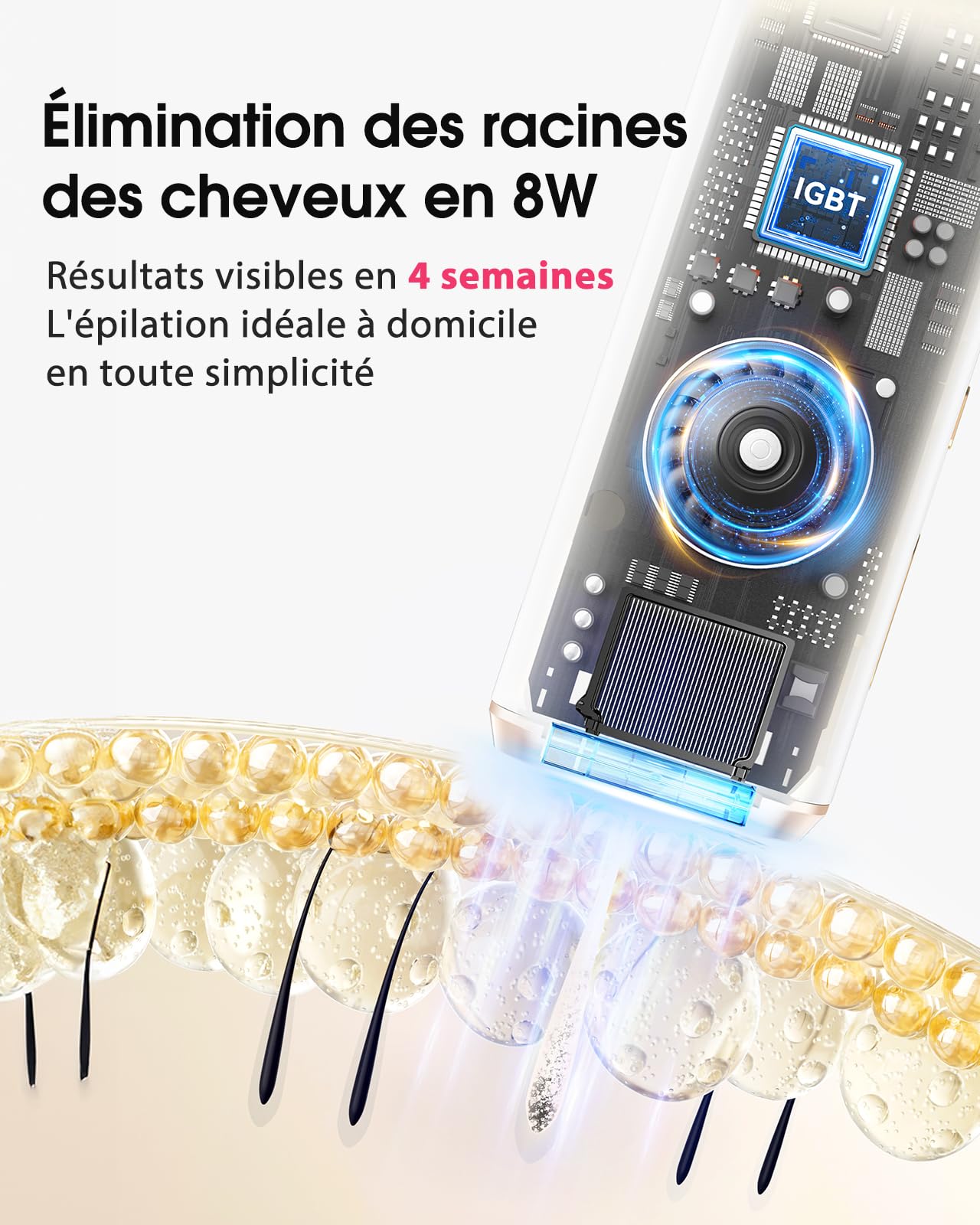 Haarlosy Épilateur Lumière Pulsée avec Refroidissement, IPL Épilateur Laser Indolore 3 en 1 [HR/SC/RA] pour Aisselles/Maillot/Corps, 2 Mode 9 Niveaux Lumière Pulsée Laser Épilation Définitif LCN1201