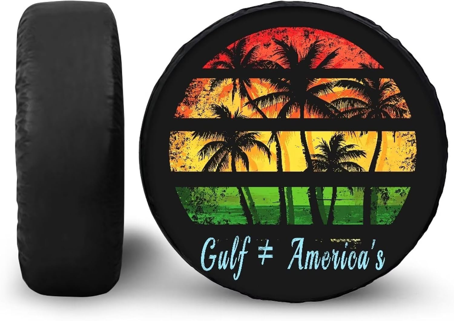 Amzbeauty Gulf America's Print Spare Tire Cover UV Blocker Scratch Free All Weather Protection for Many Vehicles