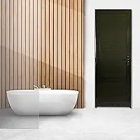 Porta Lambril com Maçaneta e Fechadura de Banheiro Linha Veneza 210 X 80 Lado Direito Preto