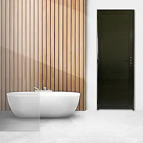 Porta Lambril com Maçaneta e Fechadura de Banheiro Linha Veneza 210 X 80 Lado Direito Preto