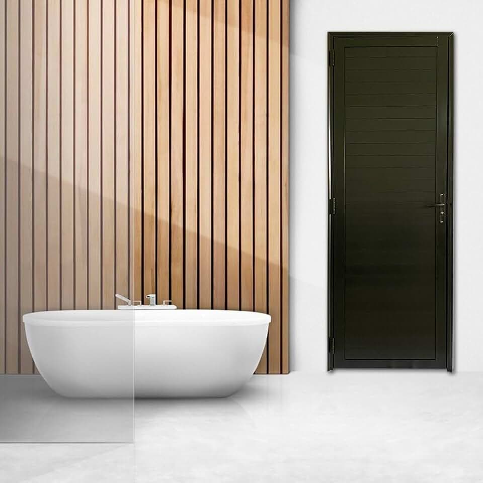 Porta Lambril com Maçaneta e Fechadura de Banheiro Linha Veneza 210 X 80 Lado Direito Preto