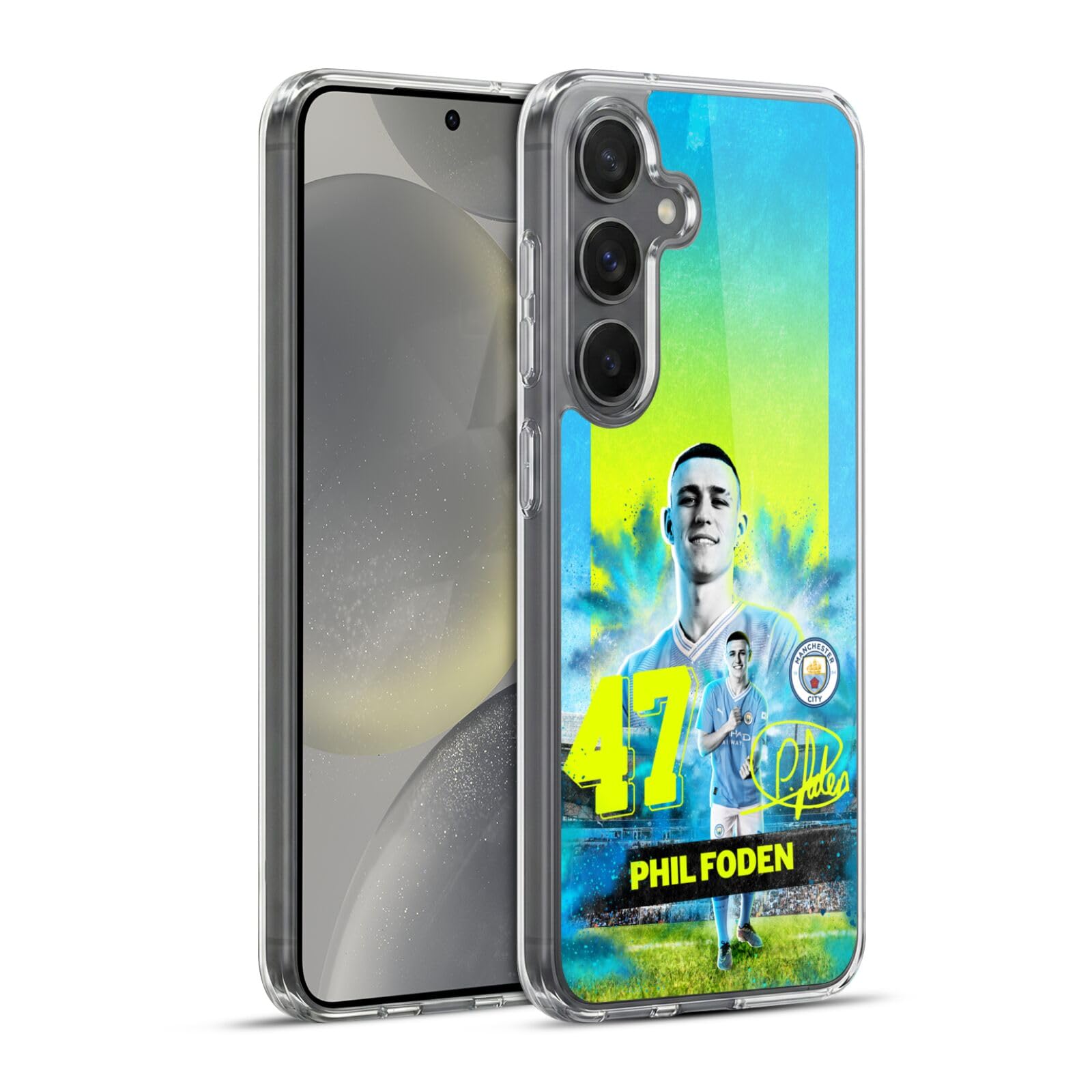 Head Case Designs Officially Licensed Manchester City Man City FC Phil Foden 2023/24 First Team Gel Case [Military Grade Protection] Compatible with Samsung Galaxy S24+ 5G and Compatible with MagSafe