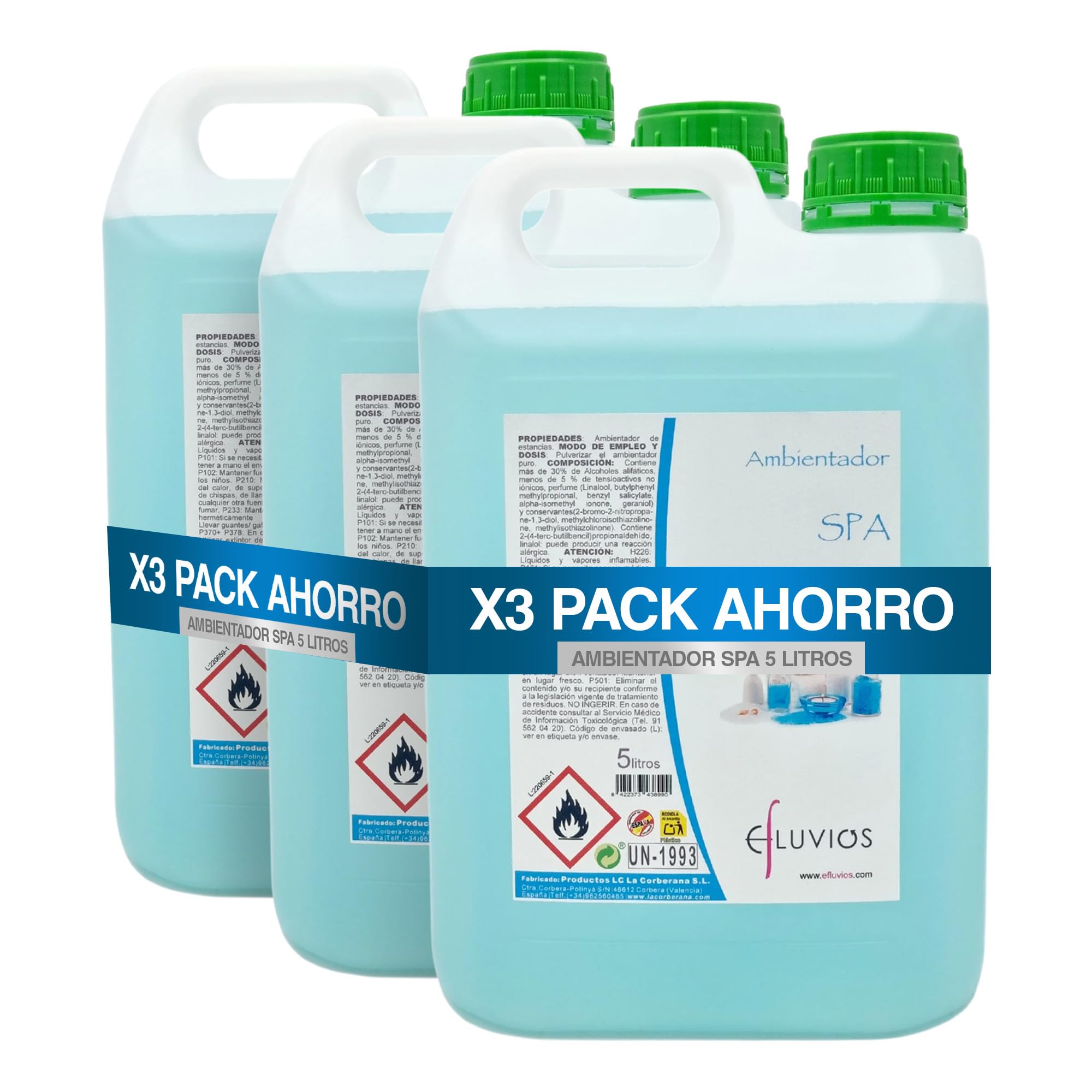 Ambientador | Aroma Spa Eliminador de Olores 5L | Pack de 3 | Concentrado Alto Rendimiento · Recarga para Dispensadores · Ideal Hoteles, Hostelería, Oficinas y Uso Profesional