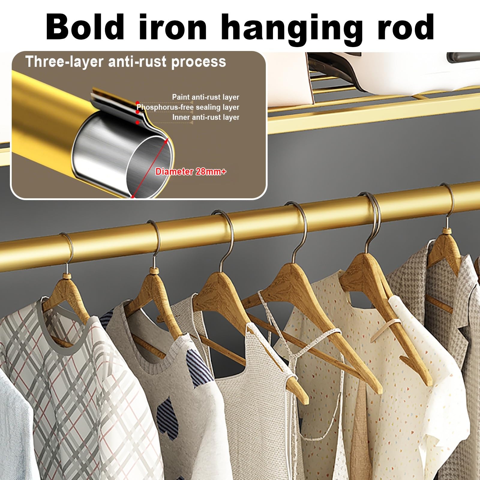 Elegante appendiabiti dorato con scarpiera, 100 cm, autoportante, per ingresso e soggiorno, multifunzionale Perchero Colgador.