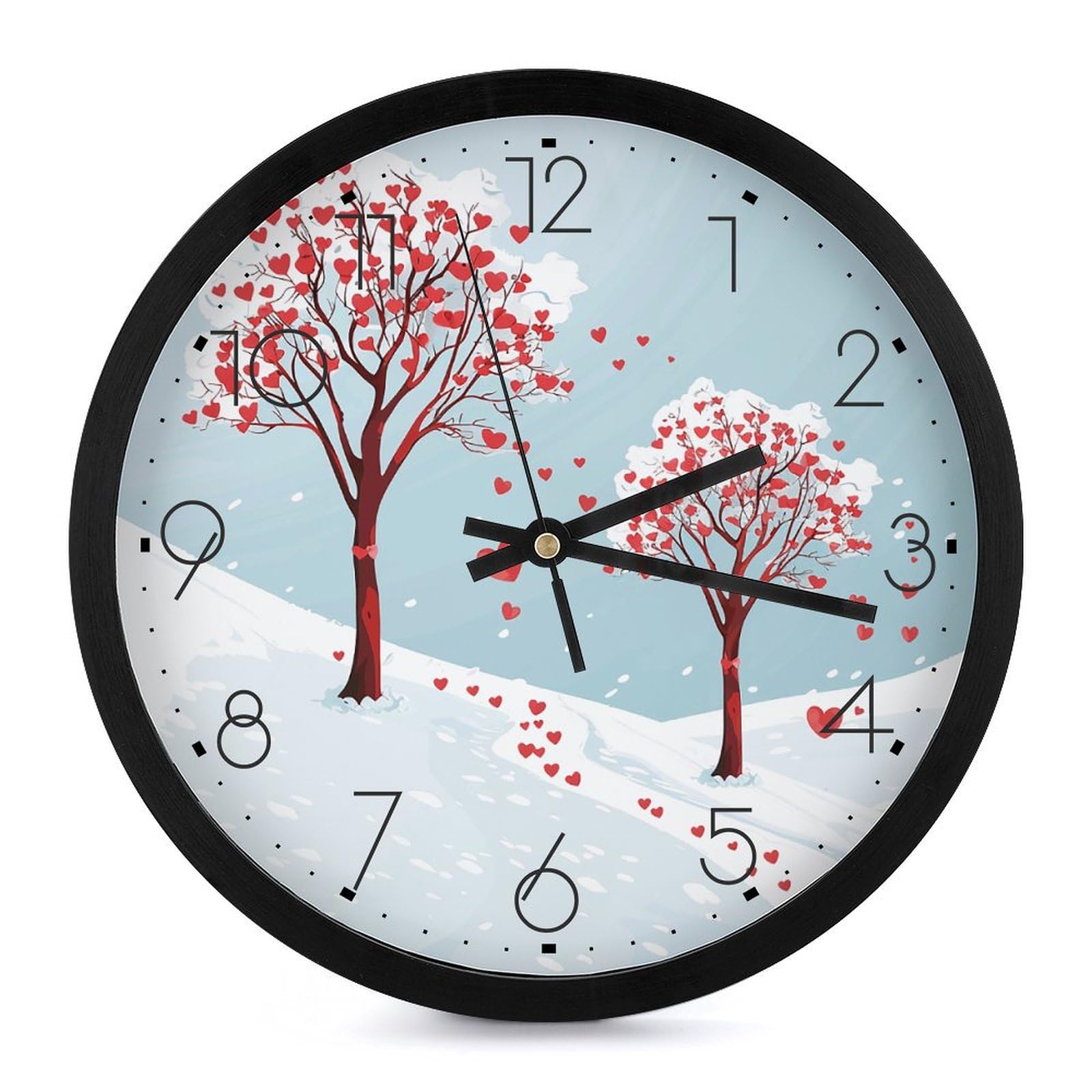 Horloge murale personnalisée cœur et feuille d'arbre silencieuse ronde 25cm