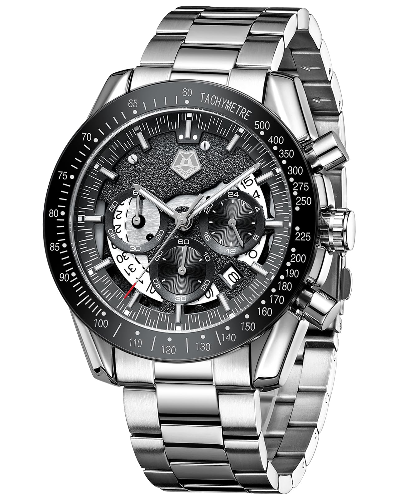 MEGALITH Orologio Uomo Cronografo Acciaio: Quadrante Grande Luminose Data | Elegante Orologi da Polso Analogico al Quarzo Impermeabile per Uomini d'Affari Lavoro Vestito - Regalo per Lui Padre Marito