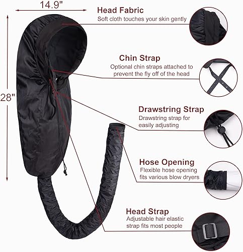 Miniatura 2 de Ingeware - Gorro para secador de pelo, secador de pelo para mujer, accesorio de secador de pelo con capucha, extra grande, ajustable, tapa de