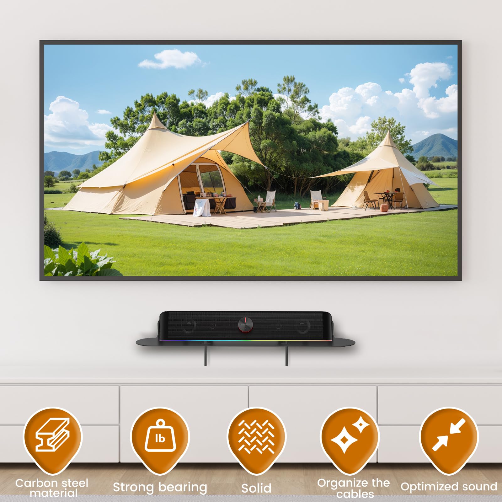 Uchwyt soundbar do Sonos Beam, uchwyt ścienny kompatybilny z Gen 1 i Gen 2, Sonos Beam Sound Bar, uchwyt montażowy pod telewizorem, łącznie z niezbędnym sprzętem montażowym, uchwytami