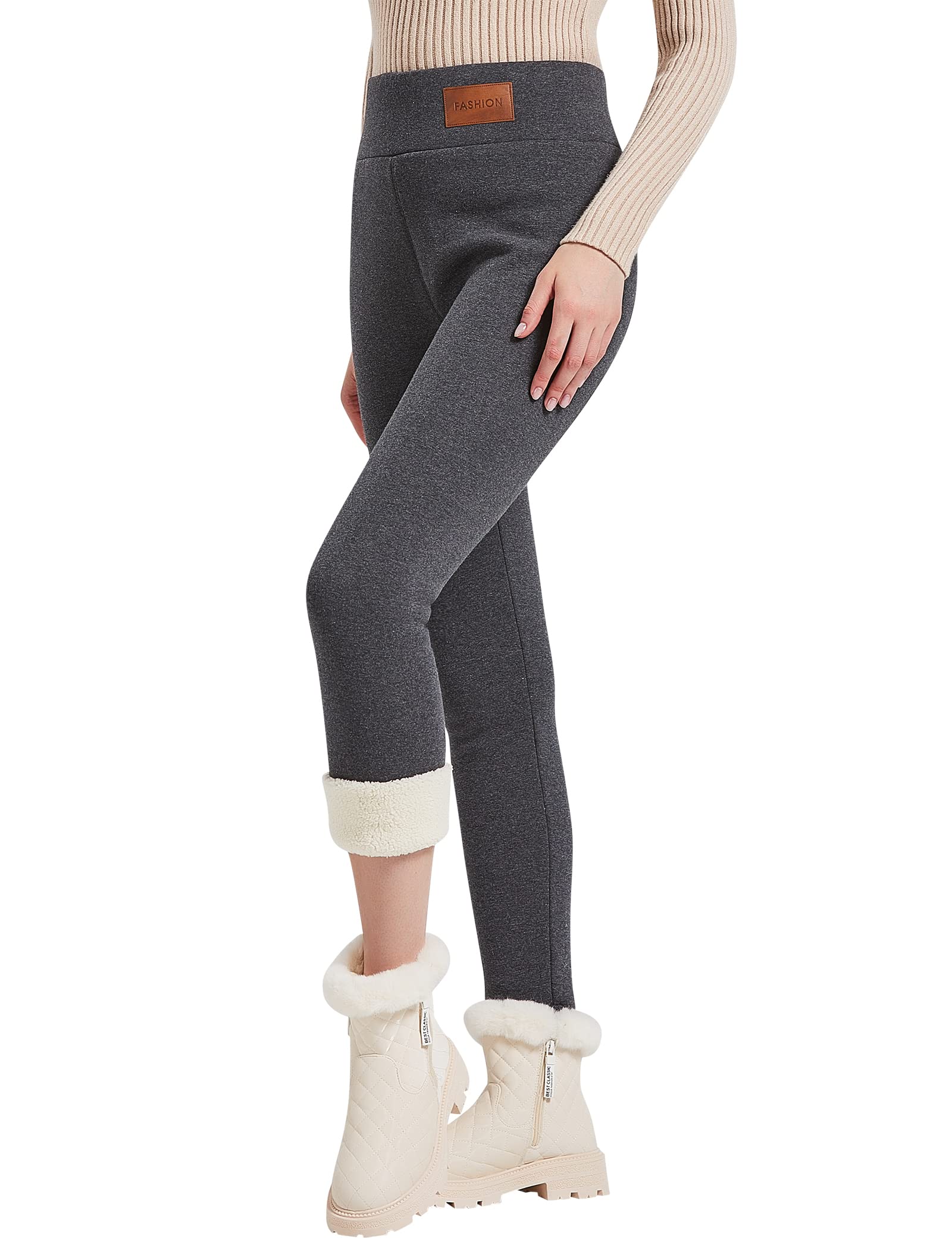 JK SUE JONESWomen Winter Warm Thick Leggings Fleece Lined Stretchy Soft Thermal Sherpa Pants High Waist Tights