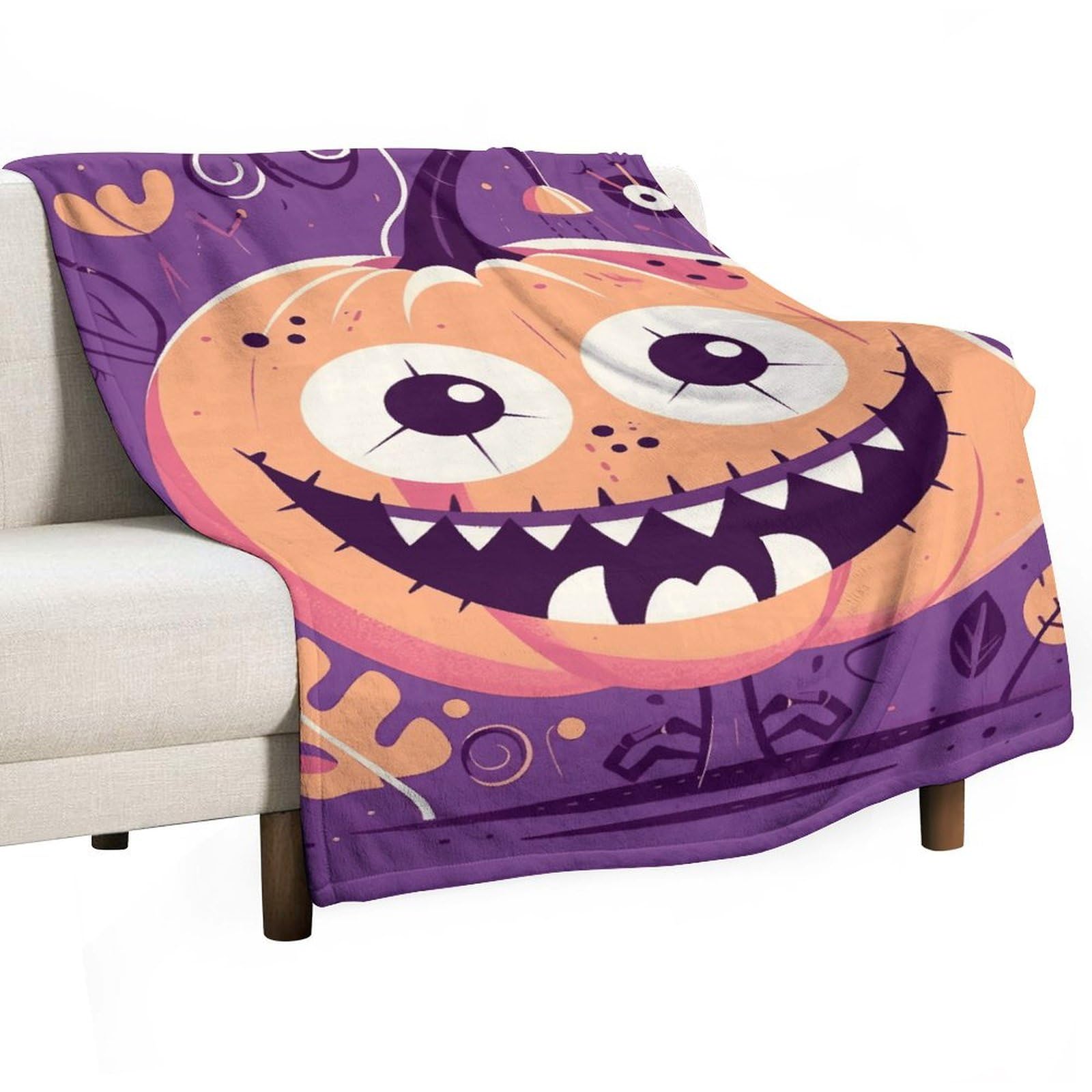 Couverture polaire monstre d'Halloween douce 127x178 cm pour salon
