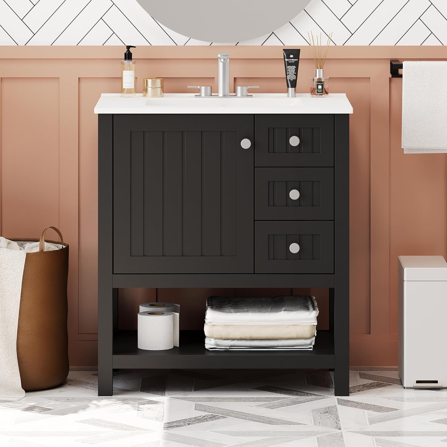 Amazon.com: Merax 30 in Bathroom Vanity with Sink,Wood Bathroom Sink ...