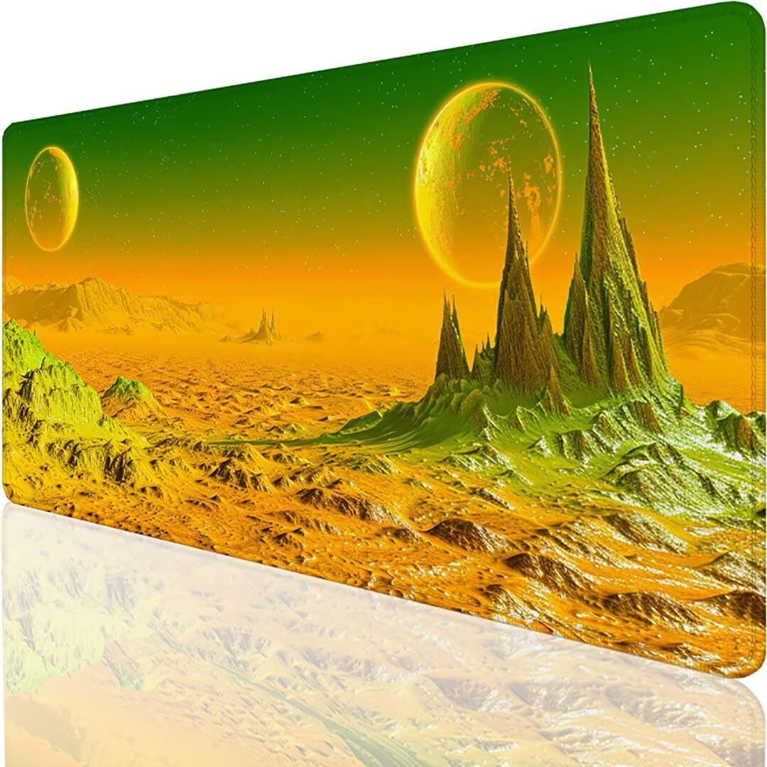 Tappetino Scrivania, Tappeto Scrivania Copri in Similpelle PU, Grande Tappetino per Scrivania PC Proteggi Scrivania Doppia Facciata per Ufficio e Casa giallo pianeta 1200x600x3mm Tappetino 4-E