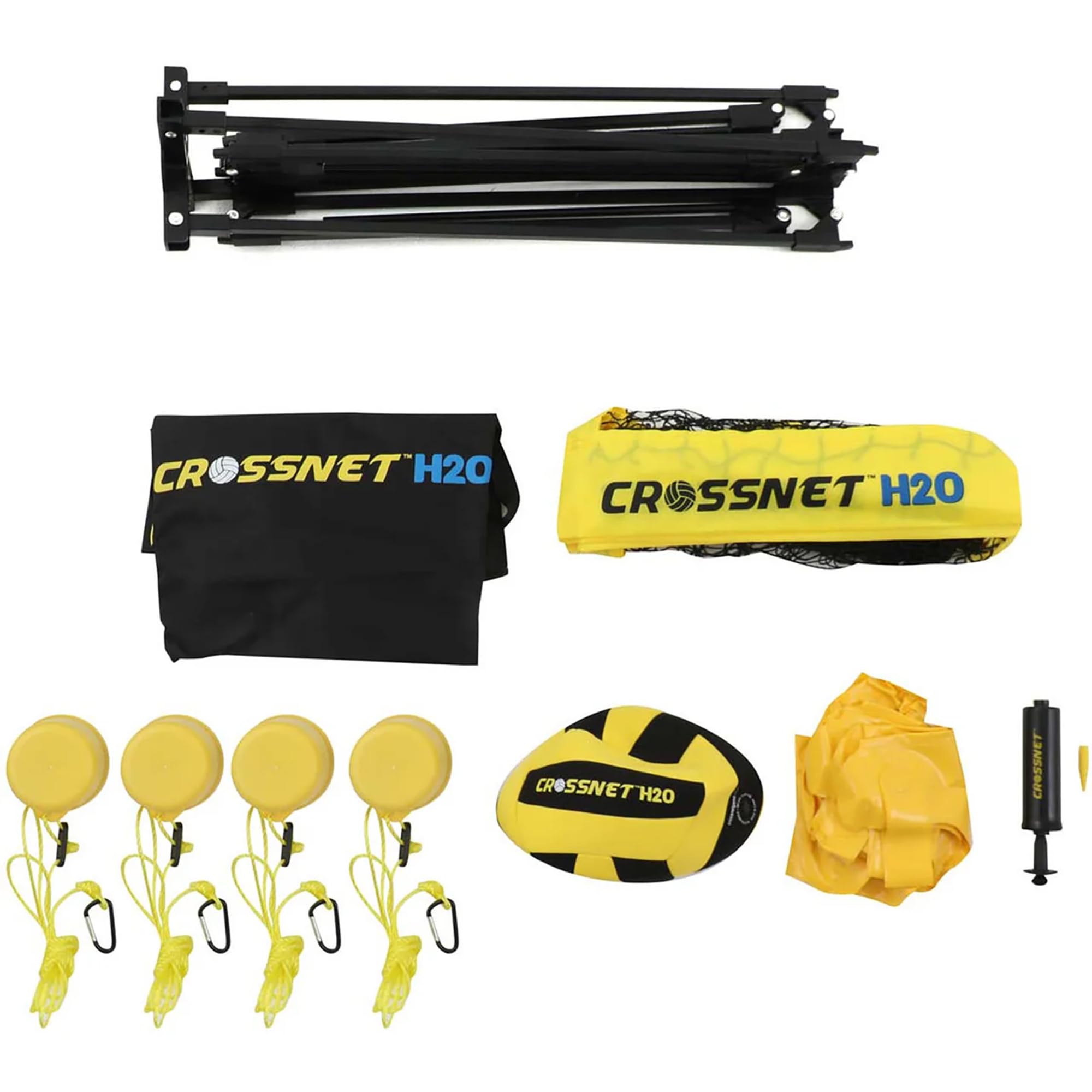 CROSSNET H2O Volleyball Pool Game - Four Square Net - Quick Assemble & Portable - Perfect Pool Toys for All Families W/Accessories