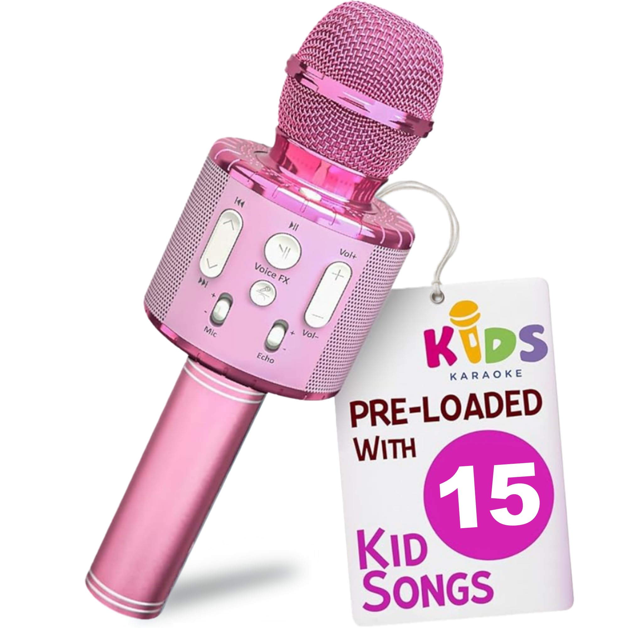 Move2Play, Kids Karaoke Microphone | Includes Pre-Loaded Songs & Bluetooth | Kids Birthday Party Gift | Toy for All Ages 2, 3, 4, 5, 6+ Year Old Girls, Boys & Toddlers