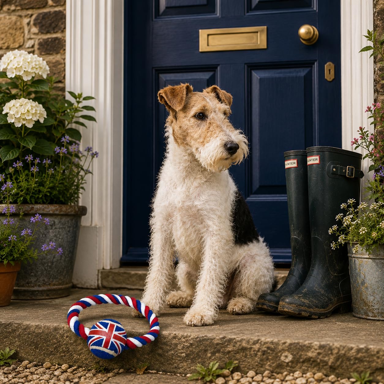 Pet London British Union Jack Lina pierścień i piłka tenisowa zabawka dla psa - angielskie kolory UK dla psów