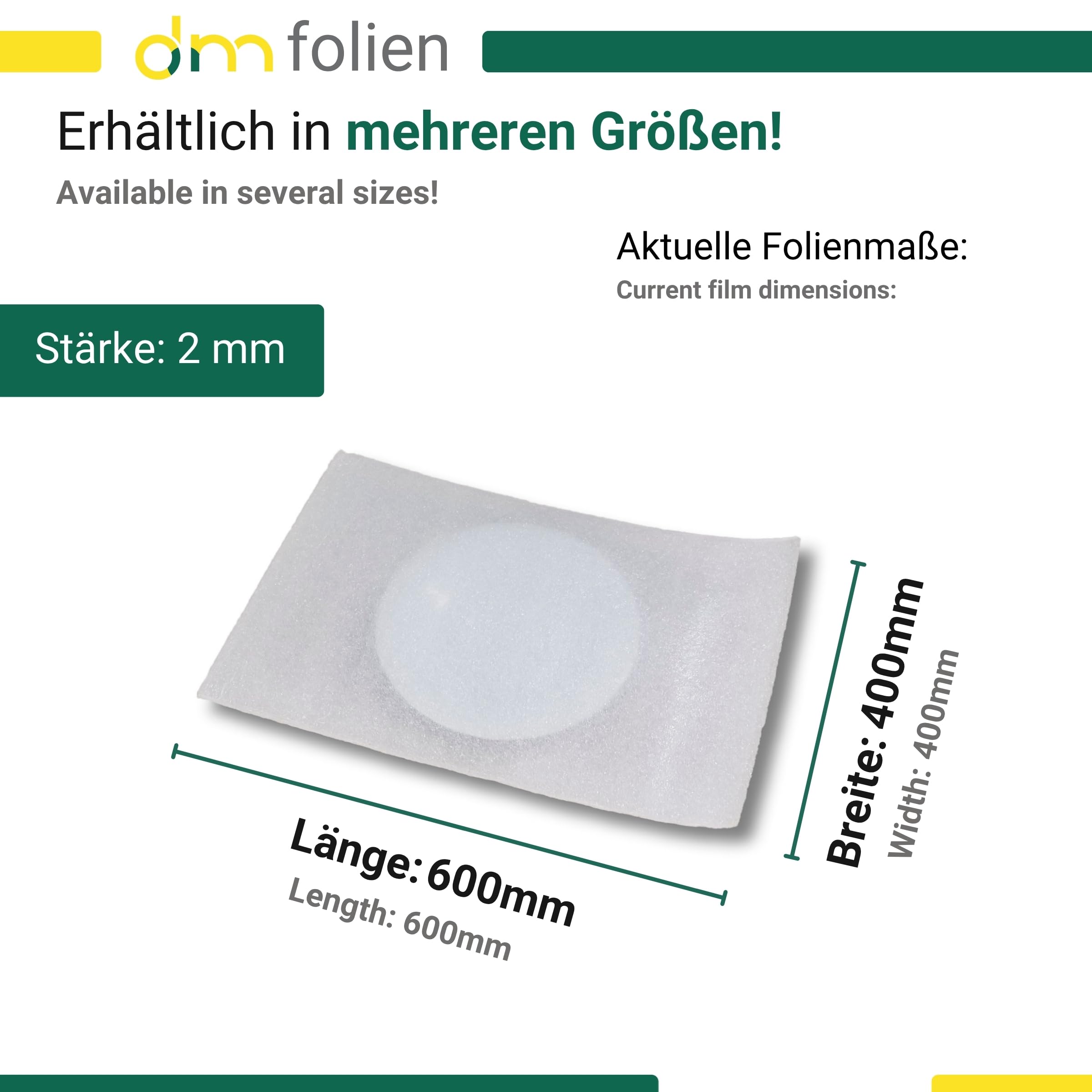 dm-folien Schaumbeutel I 40 x 60 cm I Wiederverwendbare Beutel aus PE-Schaum I Flexible Schaumfolie für Geschirr I Verpackungsmaterial für Umzug I 100 % recycelbar & lebensmittelkonform