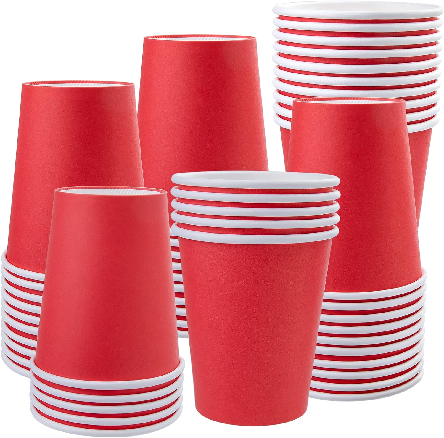 Fedmut 8oz 50 Pack Disposable Paper Cups,Red Paper Party