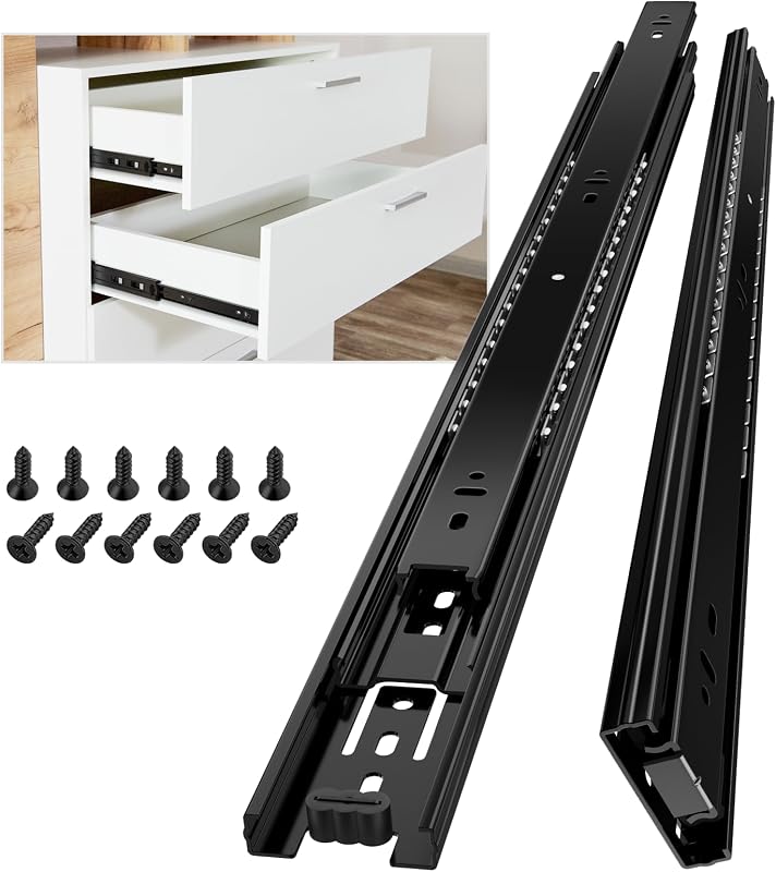 AOLISHENG 500mm Teljes Kihúzású Fiók Sín 45kg Teherbírás Bútor Konyha Fekete Pár