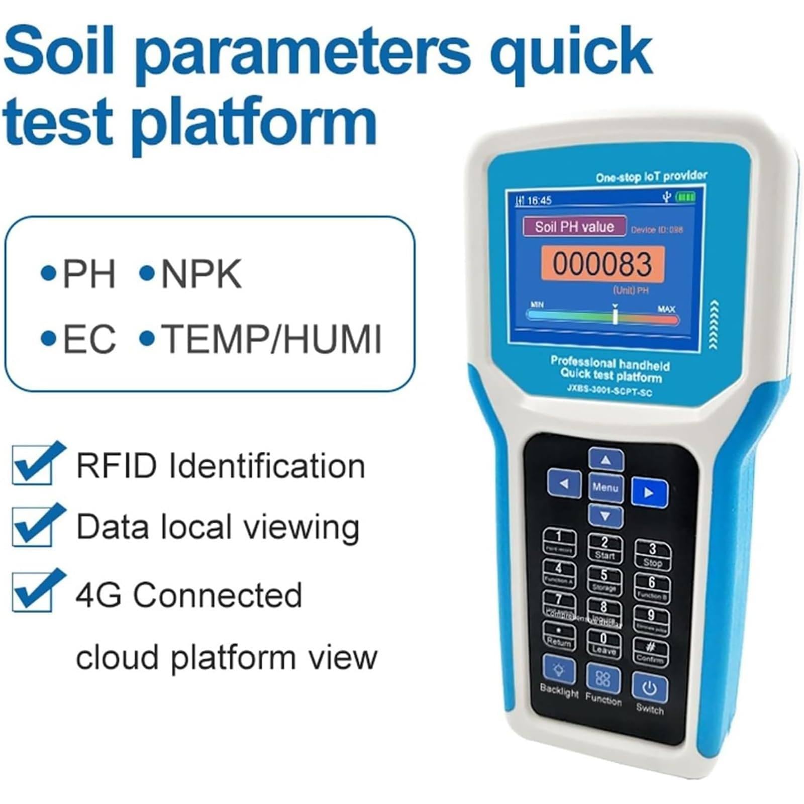 Medidor De Ph 7 En 1 con Humedad, Temperatura, Conductividad, Nitrógeno, Fósforo Y Ph para Jardinería, Césped, Agricultura Y Plantas De Interior Y Exterior.