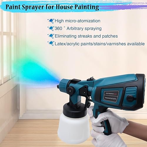Miniatura 8 de Pistola pulverizadora de pintura, pistola eléctrica de pintura, pintura HVLP de 700 W, pulverizador de manchas con 3 boquillas y 3 patrones,