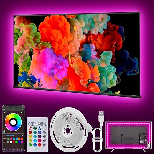 Luces LED para TV, retroiluminación LED de TV de 16.4 pies de 32 a 75 pulgadas, tira de luz LED USB con control remoto, control de aplicación, tira
