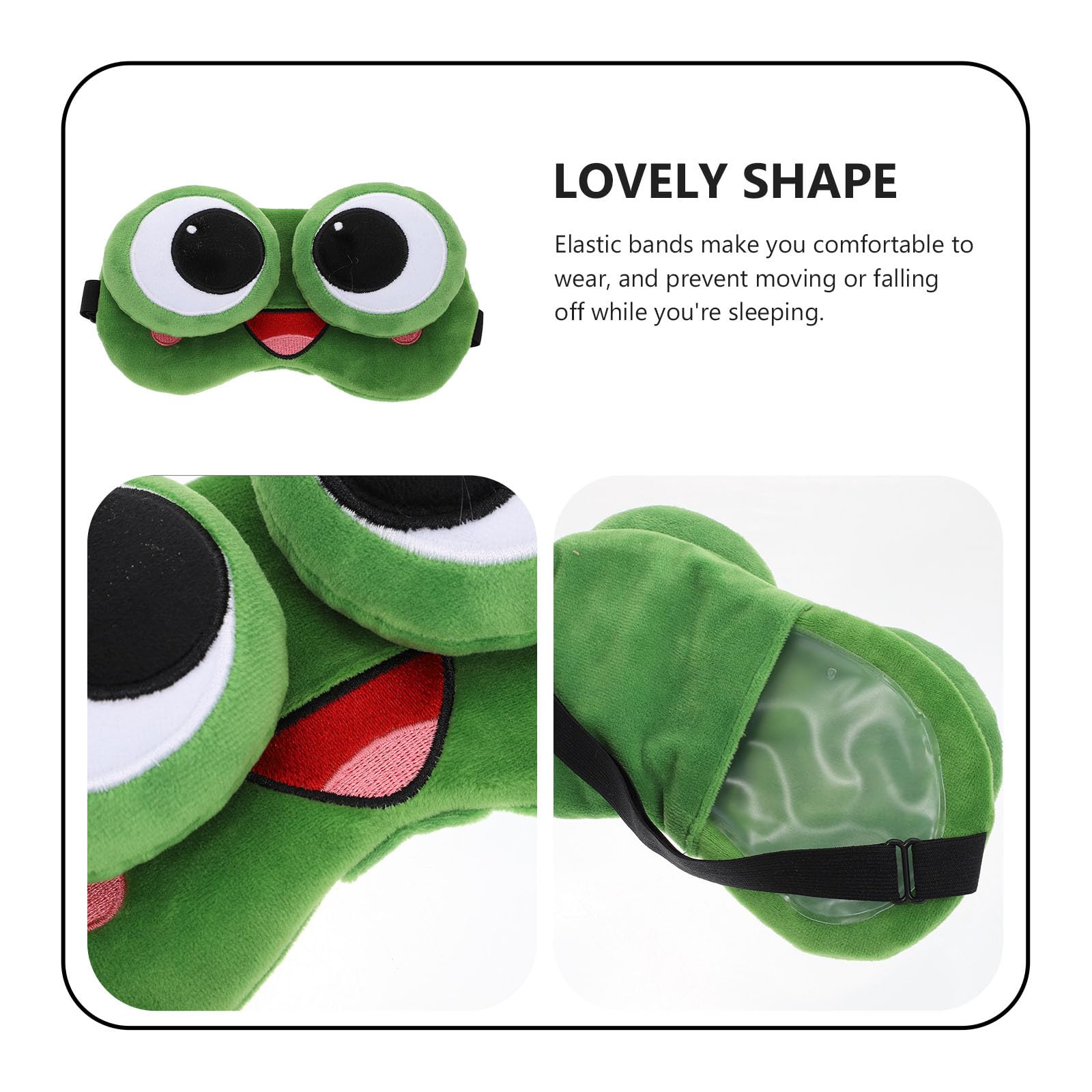 Maschera gli Occhi Gel a Forma di Rana in Peluche, Comoda e Antiscivolo, per Dormire Profondamente Durante Campeggio e Attività All'aperto
