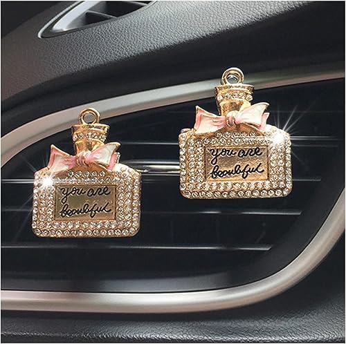 Clip de ventilación para difusor de automóvil, 2 clips de salida de aire acondicionado, accesorios de automóvil con diamantes de imitación, dijes de
