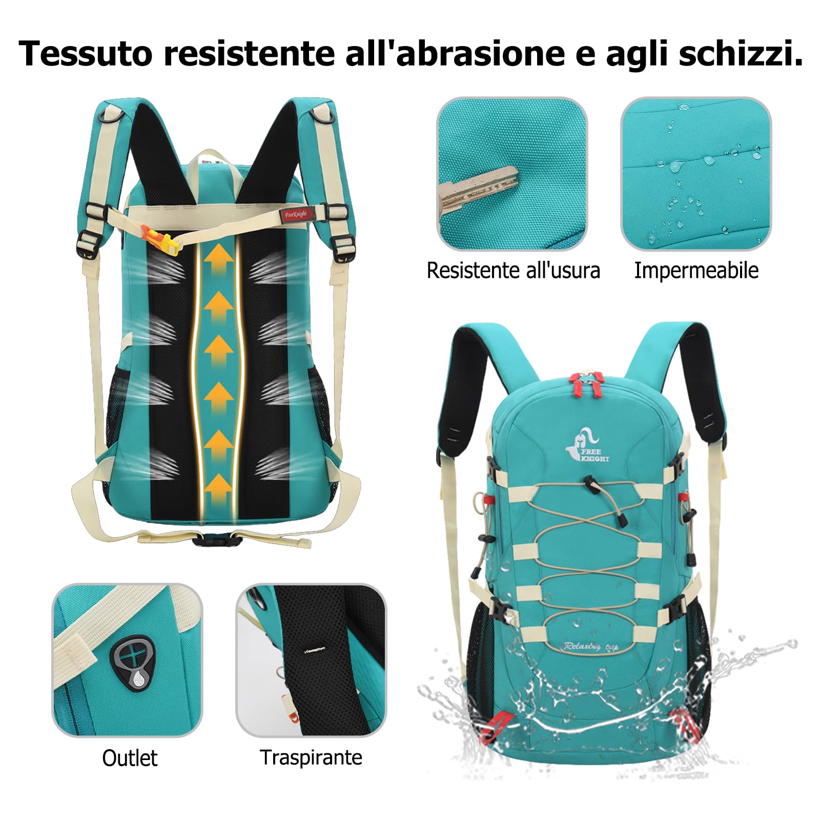 Zaino da Escursionismo Outdoor 40L Zaino di Giorno da Campeggio Impermeabile Grande Zaini Backpack in Nylon per Donne Uomini Viaggio Trekking Arrampicata Rosa Rossa