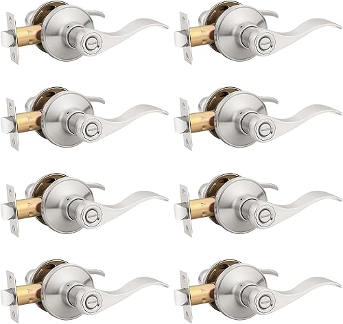 Miniatura 8 de KNOBWELL Paquete de 8 pomos de puerta color negro mate para interiores para dormitoriobaño, manijas de puerta de privacidad con cerradura de giro