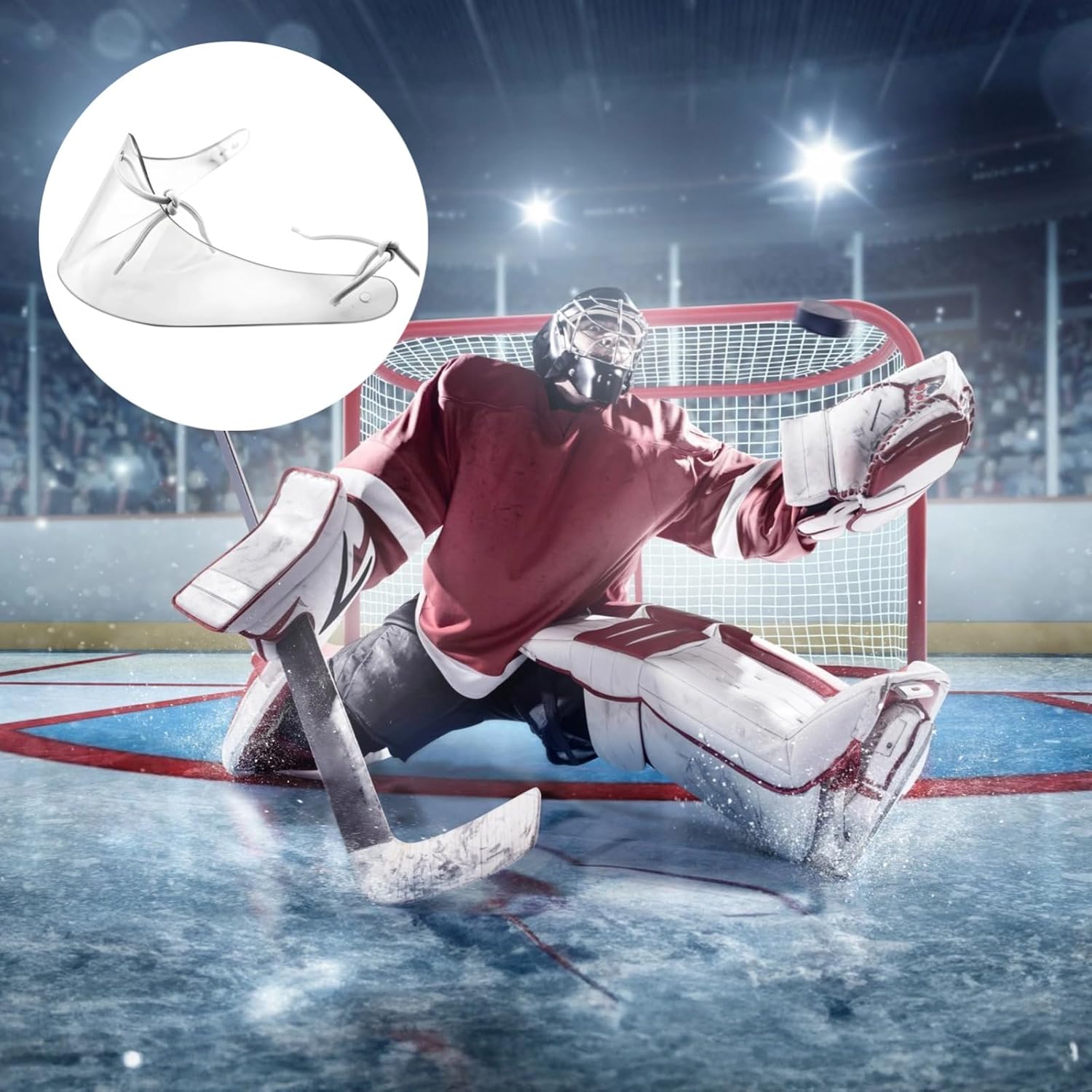 Goalie Neck Protector for Ice Hockey, Transparent Pc Plastic Safety Gear with Adjustable Straps, 11.2 X 6.1 X 4.7 in Guard for Training and Pro Games