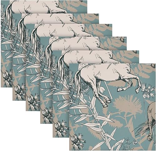 Miniatura 2 de Burbuja Juego de 6 servilletas de tela de caballos corriendo, 20 x 20 pulgadas, lavables, decorativas, para cenas familiares, bodas, fiestas, granja