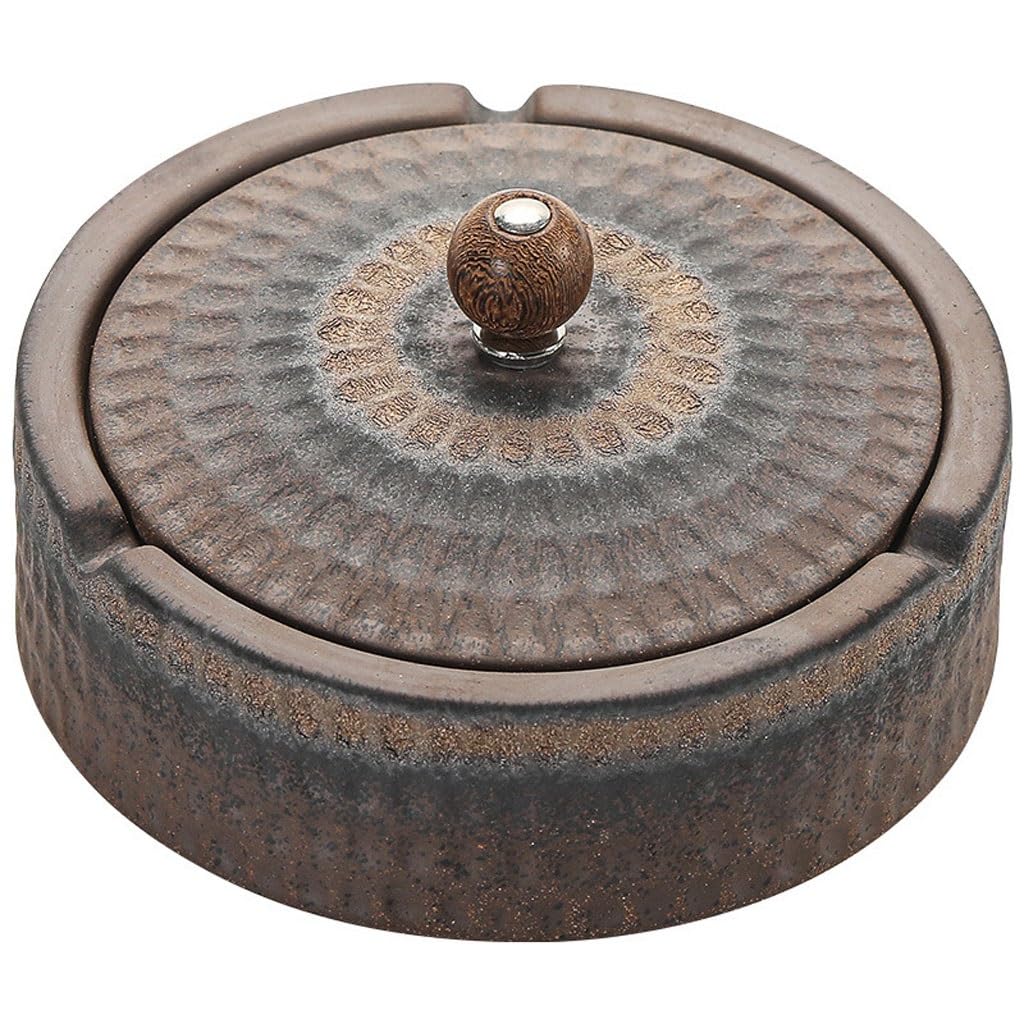 Gthtuhfd Ash Tray Retro Stoneware Japanese Style Old-Fashioned Iron Glaze Ashtray Handmade Ceramic Home Decoration Ornaments Ashtray For Outside Patio