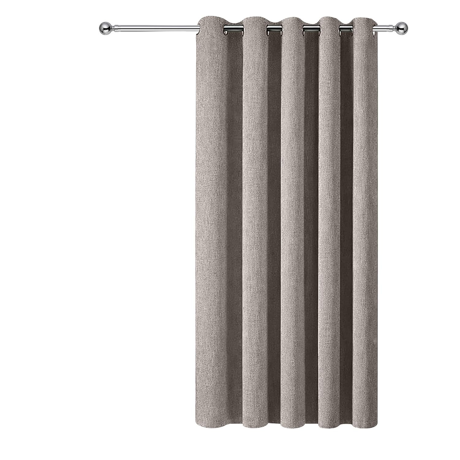 Aspire Homeware100% Blackout Curtains for Living Room Mocha 66x84 Inch Linen Eyelet Curtain Thermal Insulated Super soft Ring Top Curtain Single Panel with Matching Tieback